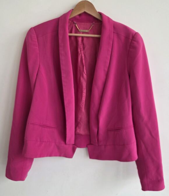 Trina Turk Jackets & Blazers - Trina Turk Women's Snowonder Open-front Crepe Tuxedo Blazer Hot Pink Size 10